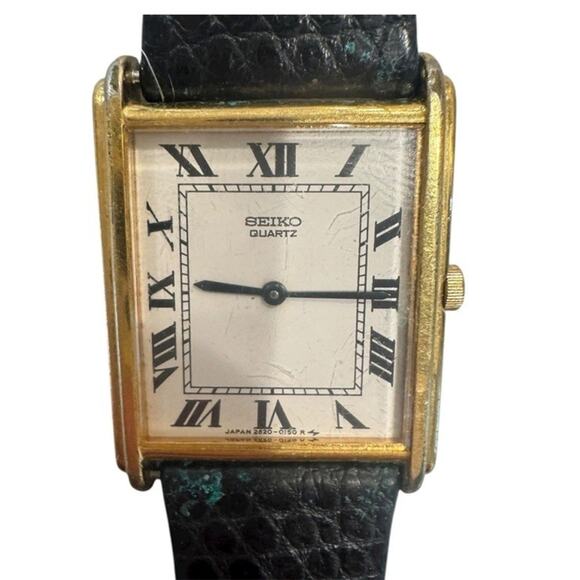 CCLASSIC SEIKO ROMAN NUMBER BLACK LEATHER STRAP LADIES WATCH * WORKING main image 7